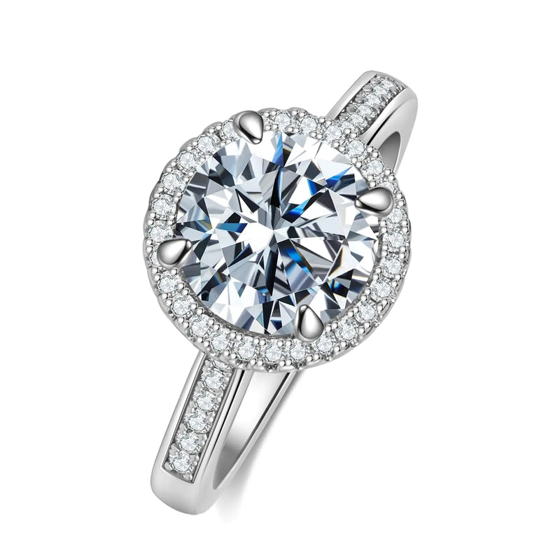 Elio Passero Moissanite Engagement Rings Round Sparkle RingS925 Sterling Silver Moissanite ring 1.5/2/3/4ct Promise Wedding Bands for Size 4-10 Gemstone Moissanite