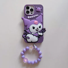 Dark Purple Kuromi Silicone Case for iPhone 15 Pro Max