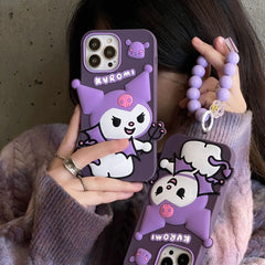 Dark Purple Kuromi Silicone Case for iPhone 15 Pro Max