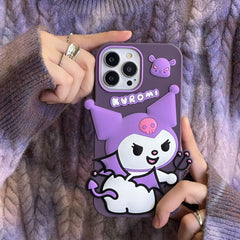 Dark Purple Kuromi Silicone Case for iPhone 15 Pro Max