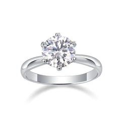 Six-Prong Moissanite Silver Adjustable Ring