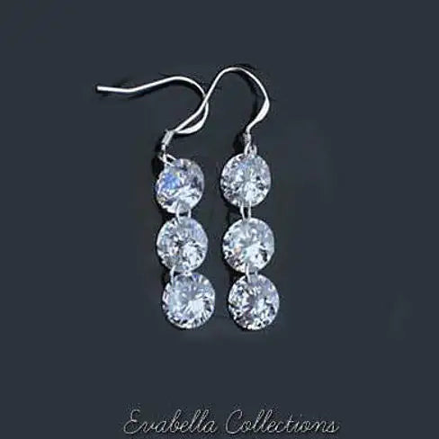 Diamonds in Sky - Drilled TRIPLE TIERED Crystal Diamonds on a Sterling Silver hook earrings