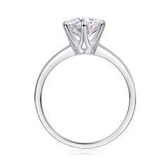 Six-Prong Moissanite Silver Adjustable Ring