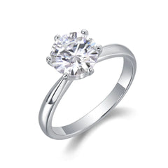 Six-Prong Moissanite Silver Adjustable Ring